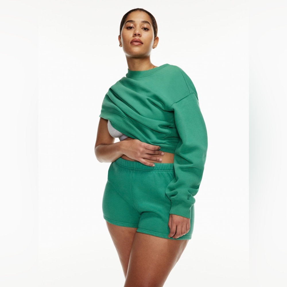 Aritzia Tna Cozy Fleece Sweat Shorts Emerald Green Lounge Size Large